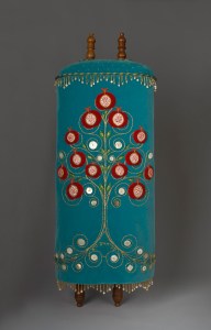 Torah mantle on scroll